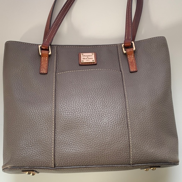 Dooney and Bourke Pebble Grain Lexington Taupe Tote Bag - Picture 2 of 15